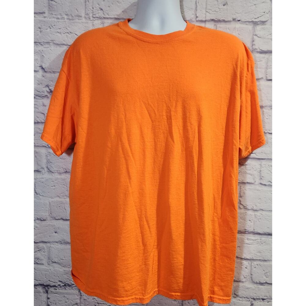 Gildan Bright Orange Crew Neck Short Sleeves T Shirt XL Lightweight DryBlend